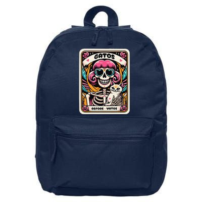 Gatos Before Vatos Skeleton Cat Kitten Lover Grumpy Skull 16 in Basic Backpack