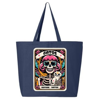 Gatos Before Vatos Skeleton Cat Kitten Lover Grumpy Skull 25L Jumbo Tote