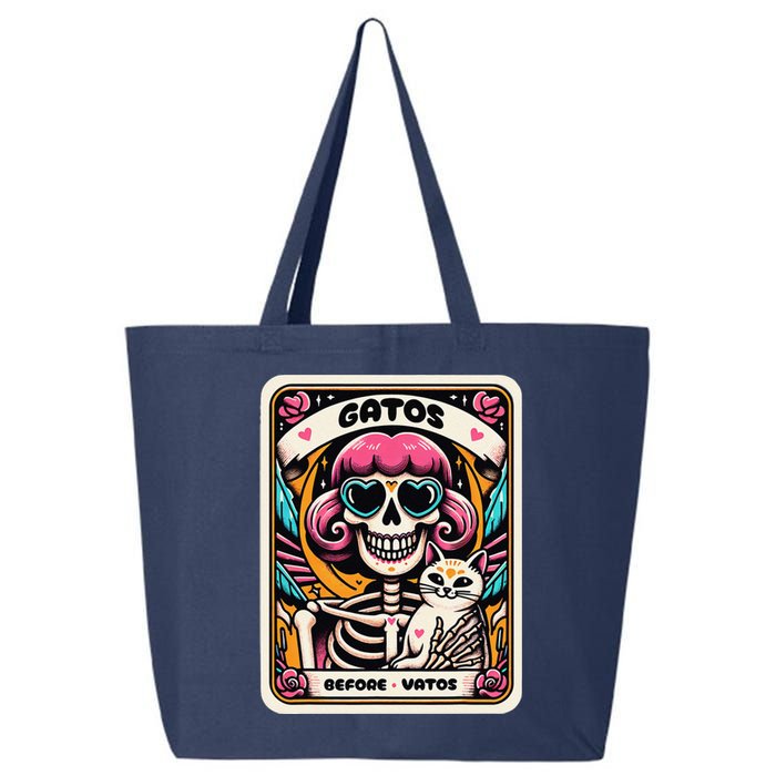 Gatos Before Vatos Skeleton Cat Kitten Lover Grumpy Skull 25L Jumbo Tote