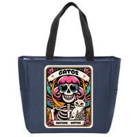 Gatos Before Vatos Skeleton Cat Kitten Lover Grumpy Skull Zip Tote Bag