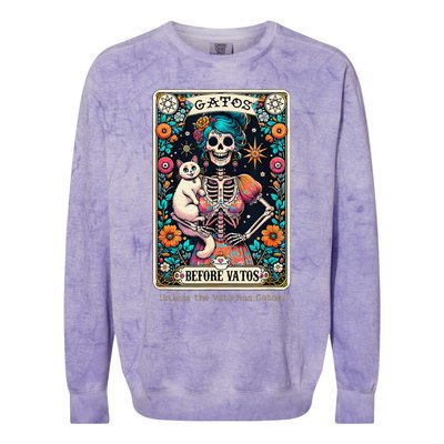 Gatos Before Vatos Unless The Vato Has Gatos Colorblast Crewneck Sweatshirt