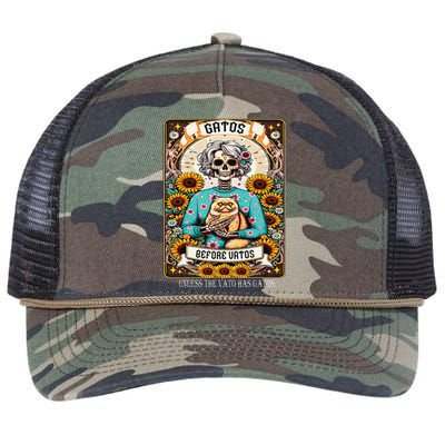 Gatos Before Vatos Unless The Vato Has Gatos Retro Rope Trucker Hat Cap