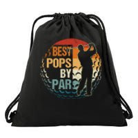 Golf Ball Vintage Best Pops Par Golf Dad Gift For Father's Day Drawstring Bag