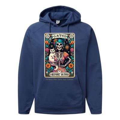 Gatos Before Vatos Unless The Vato Has Gatos Performance Fleece Hoodie