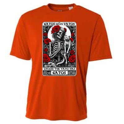 Gatos Before Vatos Unless The Vato Has Gatos Funny Cooling Performance Crew T-Shirt