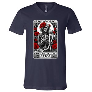 Gatos Before Vatos Unless The Vato Has Gatos Funny V-Neck T-Shirt