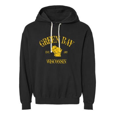 Green Bay Wisconsin Vintage Sports Design Garment-Dyed Fleece Hoodie