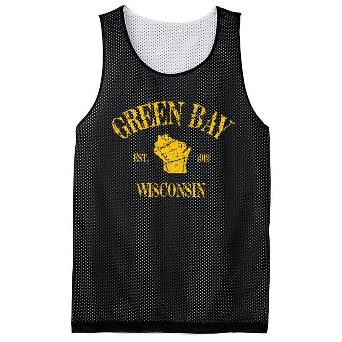 Green Bay Wisconsin Vintage Sports Design Mesh Reversible Basketball Jersey Tank