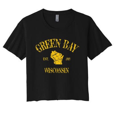 Green Bay Wisconsin Vintage Sports Design Women's Crop Top Tee