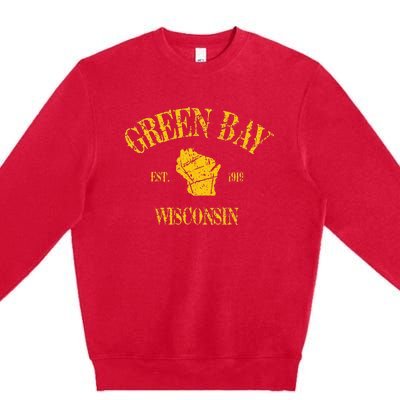 Green Bay Wisconsin Vintage Sports Design Premium Crewneck Sweatshirt