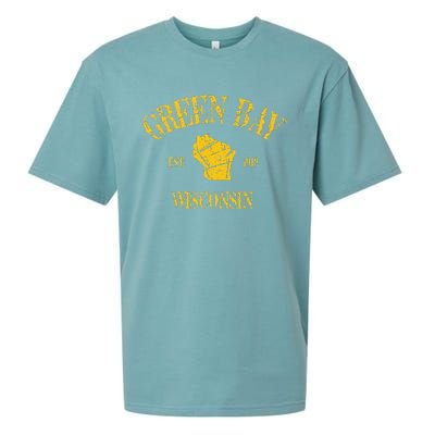 Green Bay Wisconsin Vintage Sports Design Sueded Cloud Jersey T-Shirt