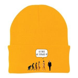 Go Back We Screwed Up Funny Anti Biden Human Evolution Knit Cap Winter Beanie