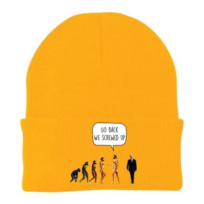 Go Back We Screwed Up Funny Anti Biden Human Evolution Knit Cap Winter Beanie