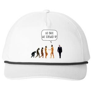 Go Back We Screwed Up Funny Anti Biden Human Evolution Snapback Five-Panel Rope Hat