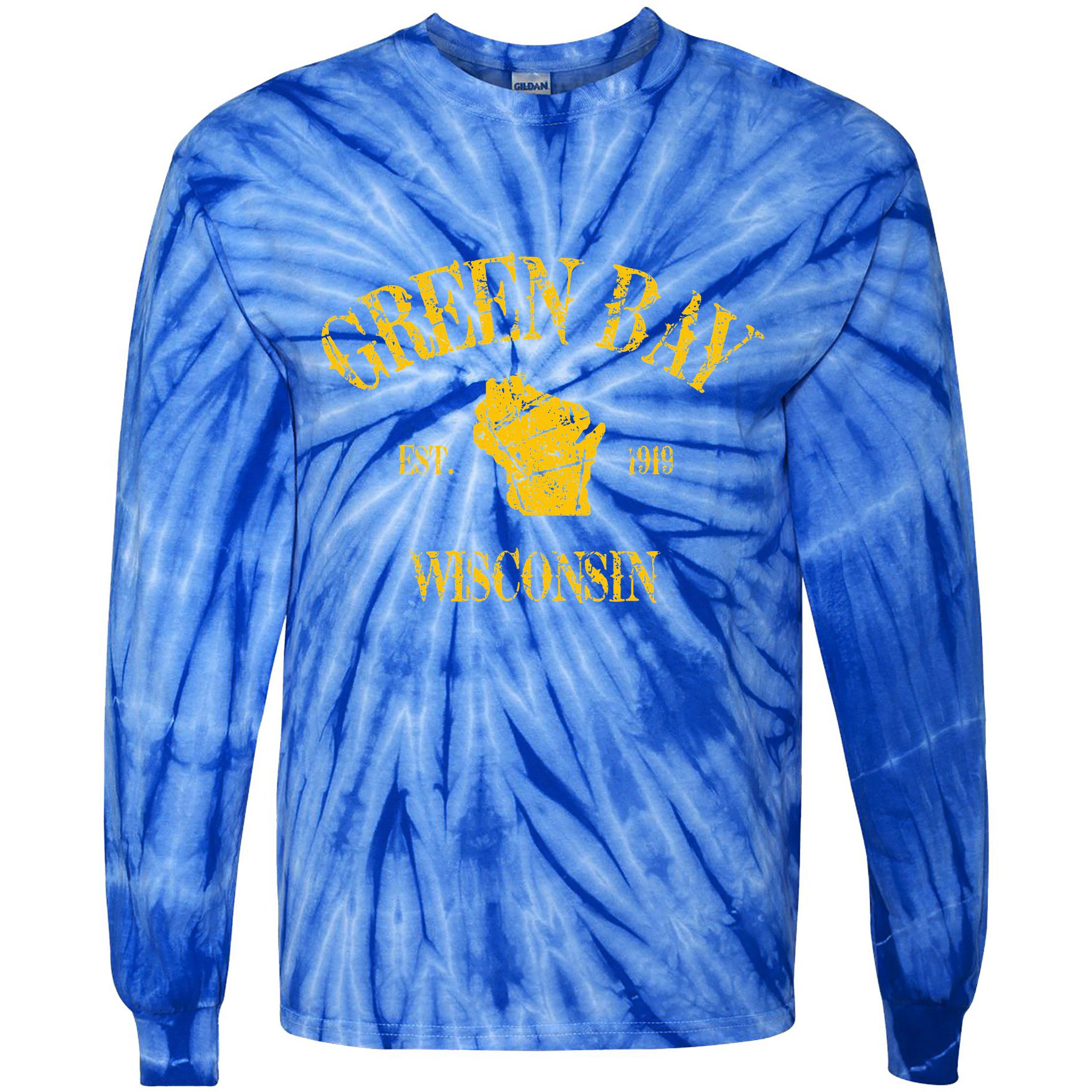 Green Bay Wisconsin Vintage Sports Tie-Dye Long Sleeve Shirt