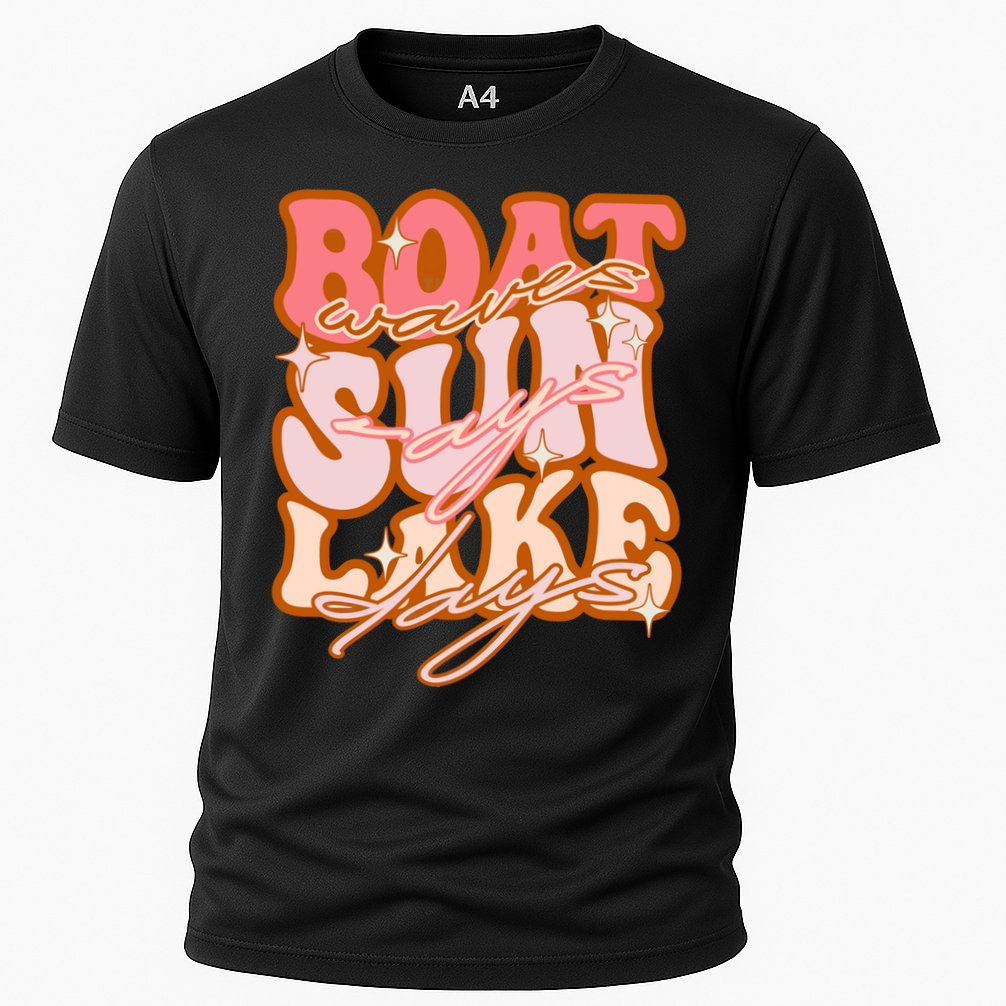 Groovy Boat Waves Sun Rays Lake Days Funny Vacation Fishing Gift Cooling Performance Crew T-Shirt