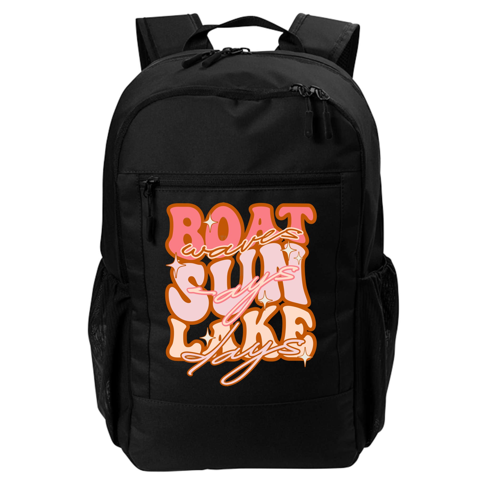 Groovy Boat Waves Sun Rays Lake Days Funny Vacation Fishing Gift Backpack