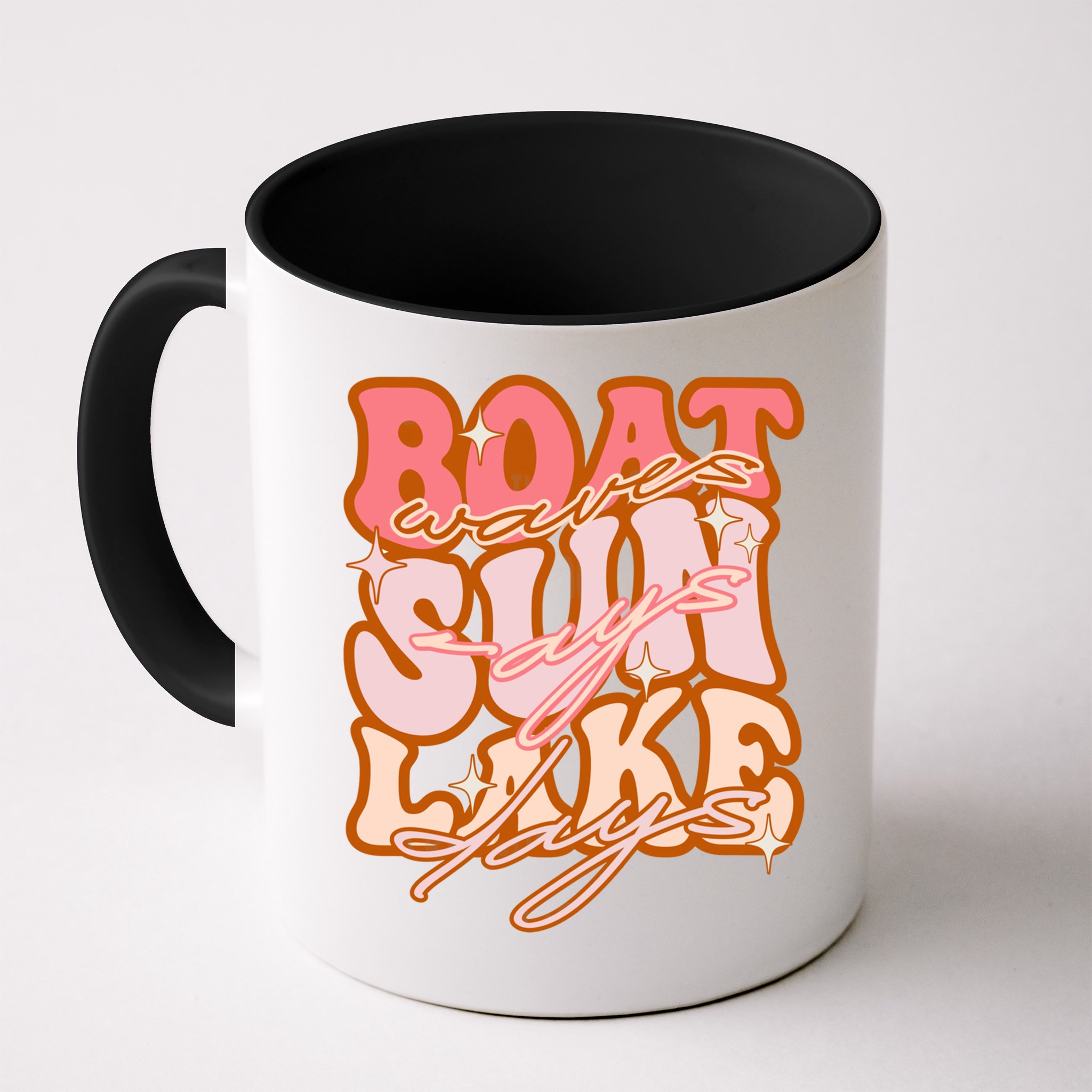 Groovy Boat Waves Sun Rays Lake Days Funny Vacation Fishing Gift Mug
