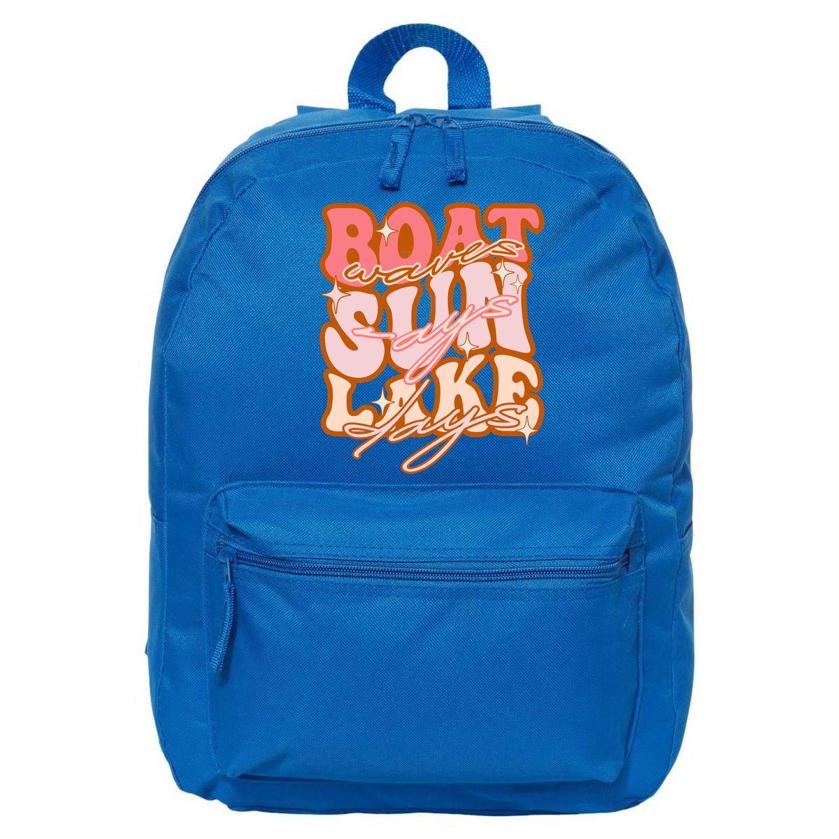 Groovy Boat Waves Sun Rays Lake Days Funny Vacation Fishing Gift 16 in Basic Backpack