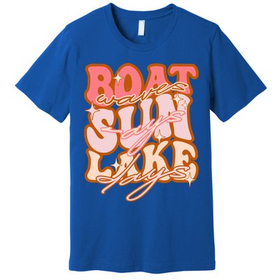 Groovy Boat Waves Sun Rays Lake Days Funny Vacation Fishing Gift Premium T-Shirt