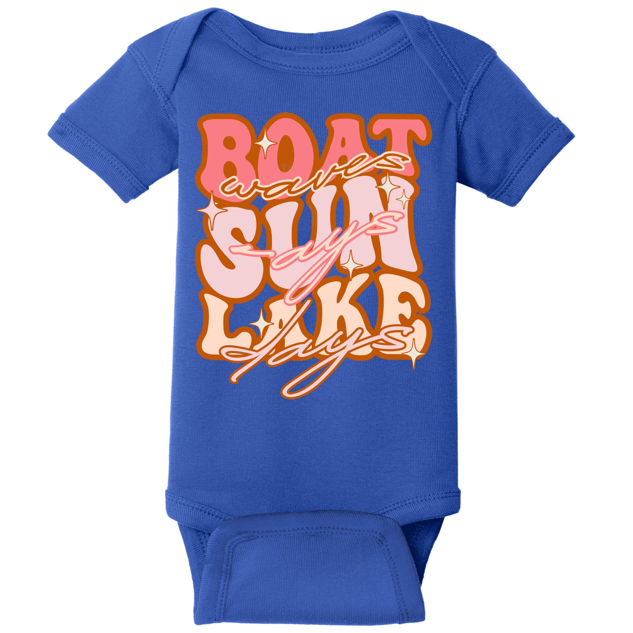Groovy Boat Waves Sun Rays Lake Days Funny Vacation Fishing Gift Baby Bodysuit