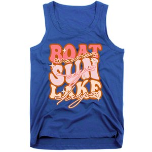 Groovy Boat Waves Sun Rays Lake Days Funny Vacation Fishing Gift Tank Top