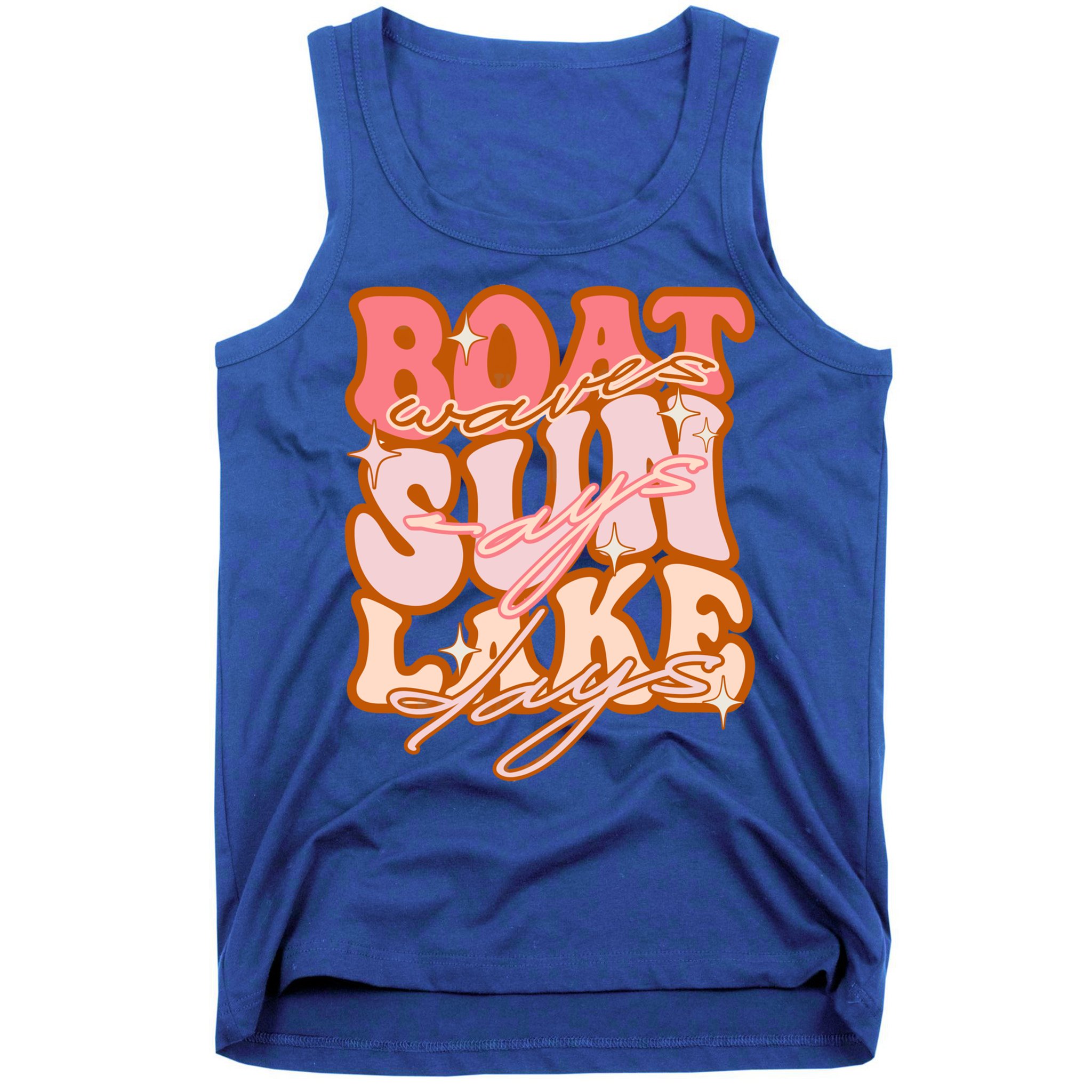 Groovy Boat Waves Sun Rays Lake Days Funny Vacation Fishing Gift Tank Top