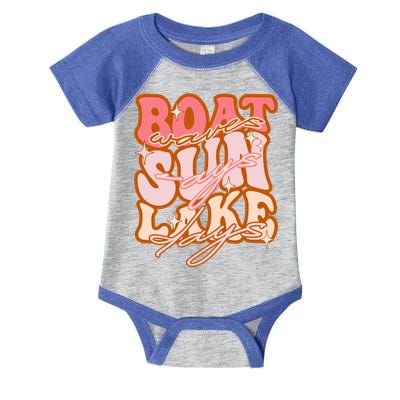 Groovy Boat Waves Sun Rays Lake Days Funny Vacation Fishing Gift Infant Baby Jersey Bodysuit