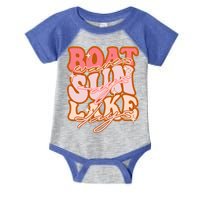 Groovy Boat Waves Sun Rays Lake Days Funny Vacation Fishing Gift Infant Baby Jersey Bodysuit
