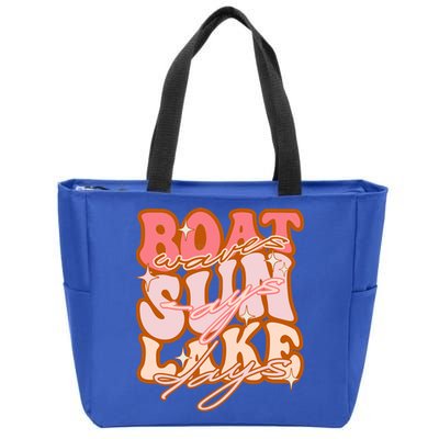 Groovy Boat Waves Sun Rays Lake Days Funny Vacation Fishing Gift Zip Tote Bag