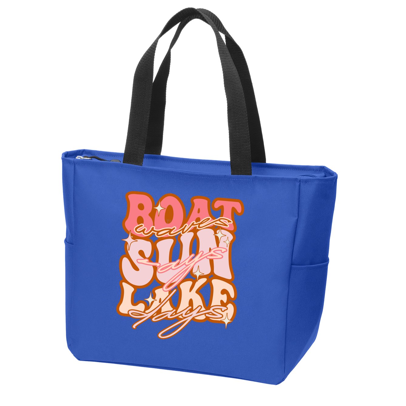 Groovy Boat Waves Sun Rays Lake Days Funny Vacation Fishing Gift Zip Tote Bag