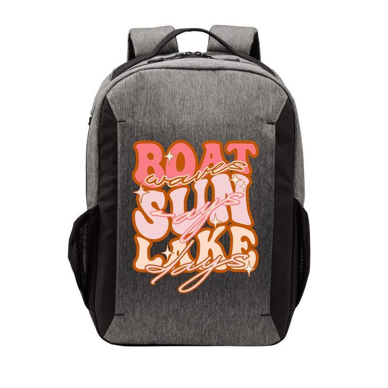 Groovy Boat Waves Sun Rays Lake Days Funny Vacation Fishing Gift Vector Backpack