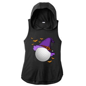 Golf Ball Witch Hat Pumpkin Spooky Halloween Costume Ladies PosiCharge Tri-Blend Wicking Draft Hoodie Tank