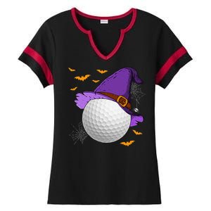 Golf Ball Witch Hat Pumpkin Spooky Halloween Costume Ladies Halftime Notch Neck Tee