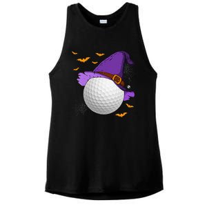 Golf Ball Witch Hat Pumpkin Spooky Halloween Costume Ladies PosiCharge Tri-Blend Wicking Tank