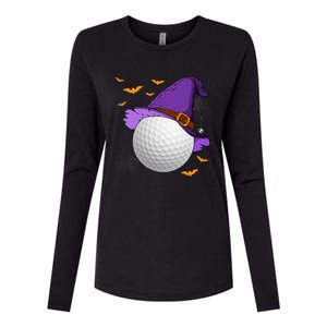 Golf Ball Witch Hat Pumpkin Spooky Halloween Costume Womens Cotton Relaxed Long Sleeve T-Shirt