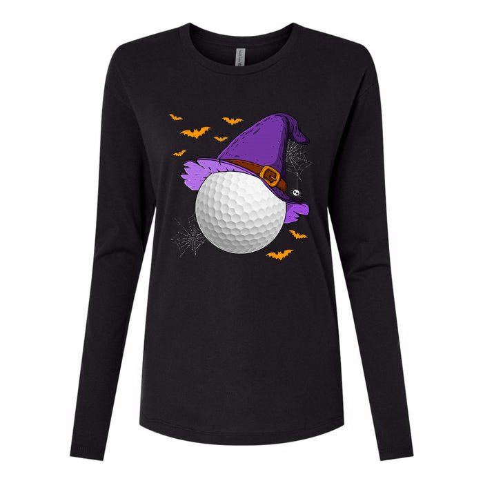 Golf Ball Witch Hat Pumpkin Spooky Halloween Costume Womens Cotton Relaxed Long Sleeve T-Shirt