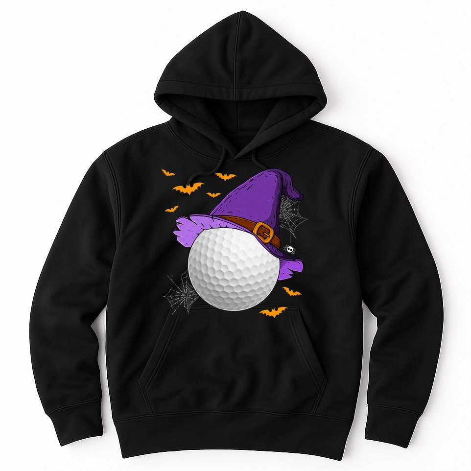 Golf Ball Witch Hat Pumpkin Spooky Halloween Costume Hoodie