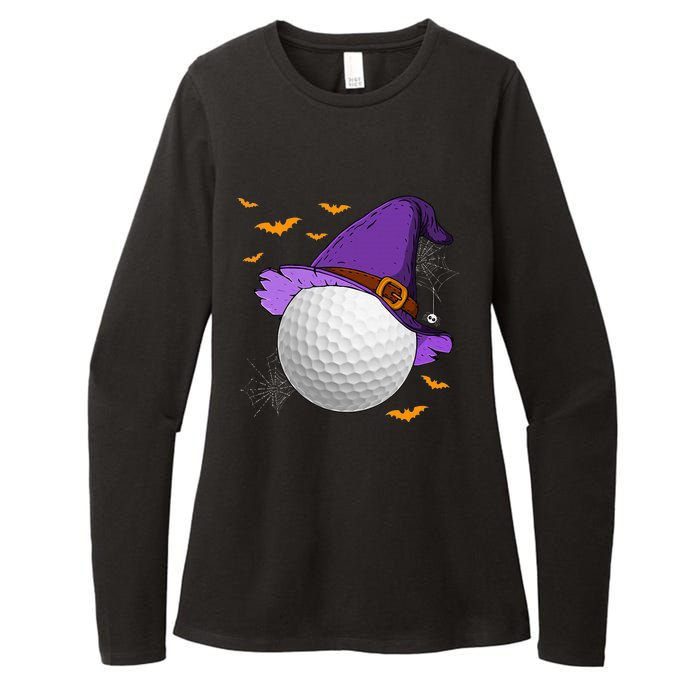 Golf Ball Witch Hat Pumpkin Spooky Halloween Costume Womens CVC Long Sleeve Shirt