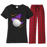 Golf Ball Witch Hat Pumpkin Spooky Halloween Costume Women's Flannel Pajama Set