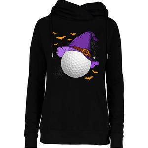 Golf Ball Witch Hat Pumpkin Spooky Halloween Costume Womens Funnel Neck Pullover Hood