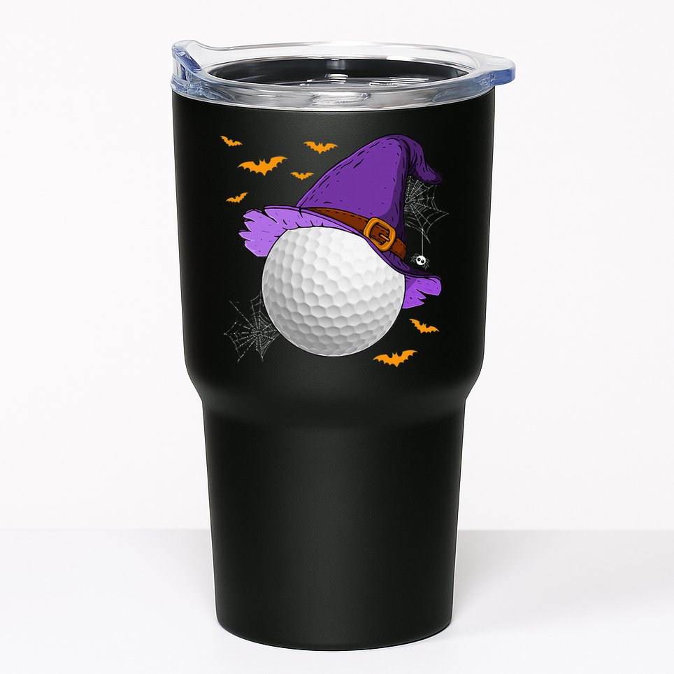 Golf Ball Witch Hat Pumpkin Spooky Halloween Costume Tumbler