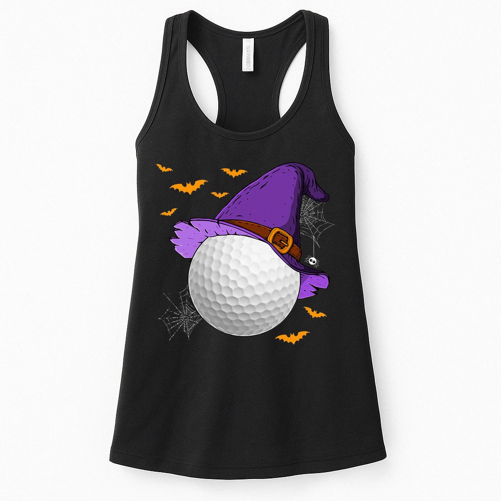 Golf Ball Witch Hat Pumpkin Spooky Halloween Costume Womens Tank Top