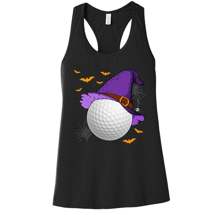 Golf Ball Witch Hat Pumpkin Spooky Halloween Costume Women's Racerback Tank