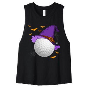 Golf Ball Witch Hat Pumpkin Spooky Halloween Costume Women's Racerback Cropped Tank