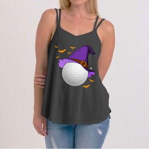 Golf Ball Witch Hat Pumpkin Spooky Halloween Costume Women's Strappy Tank