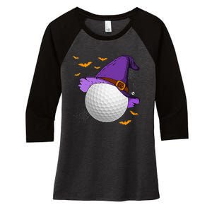 Golf Ball Witch Hat Pumpkin Spooky Halloween Costume Women's Tri-Blend 3/4-Sleeve Raglan Shirt