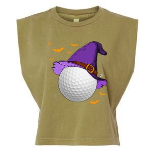 Golf Ball Witch Hat Pumpkin Spooky Halloween Costume Garment-Dyed Women's Muscle Tee