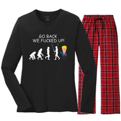 Go Back We Fucked Up Antitrump 2020 Election Apparel .Png Women's Long Sleeve Flannel Pajama Set 