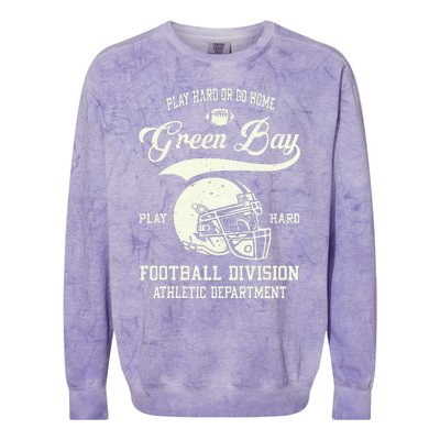 Green Bay Wisconsin Play Hard Or Go Home Vintage Football Colorblast Crewneck Sweatshirt